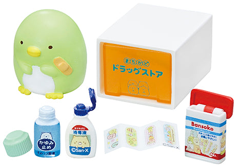 Sumikko Gurashi - Town Corner Drugstore - Re-ment - Blind Box, San-X franchise, Re-ment brand, Released on 2nd April 2018, Blind Boxes type, Box Dimensions: 11.5cm (Height) x 7cm (Width) x 4cm (Depth), Made of PVC and ABS materials, 8 types available, Nippon Figures