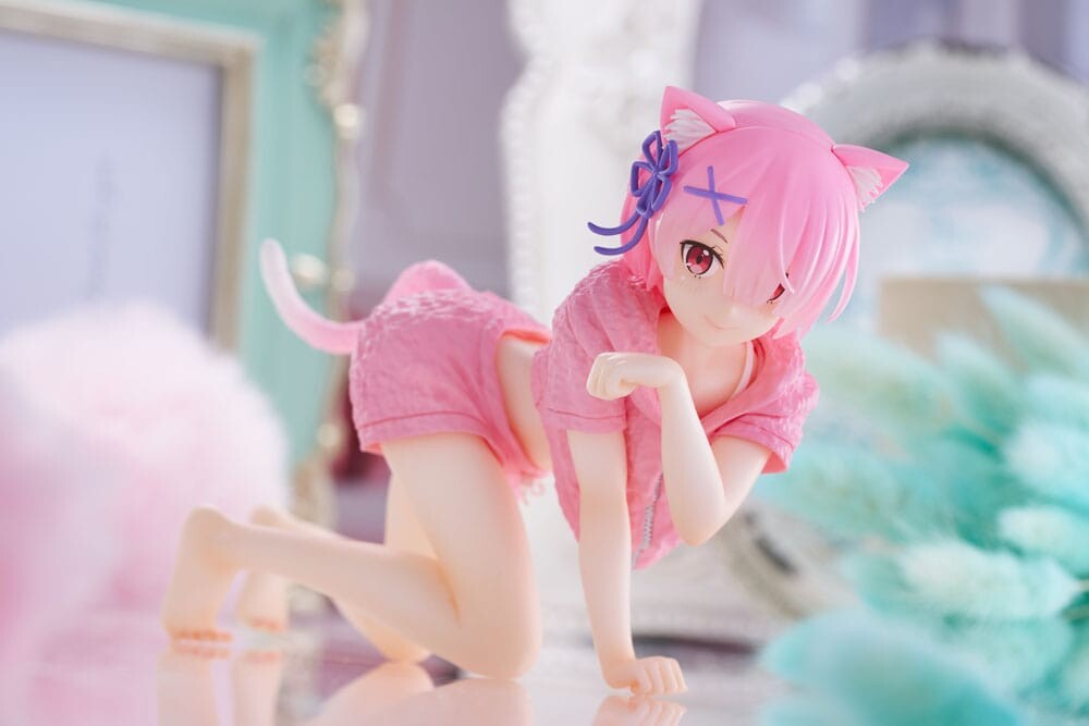Re:Zero kara Hajimeru Isekai Seikatsu - Ram - Desktop Cute - Cat room wear ver. (Taito), Franchise: Re:Zero kara Hajimeru Isekai Seikatsu, Brand: Taito, Release Date: 16. Dec 2023, Type: Prize, Dimensions: H=130mm (5.07in), Store Name: Nippon Figures