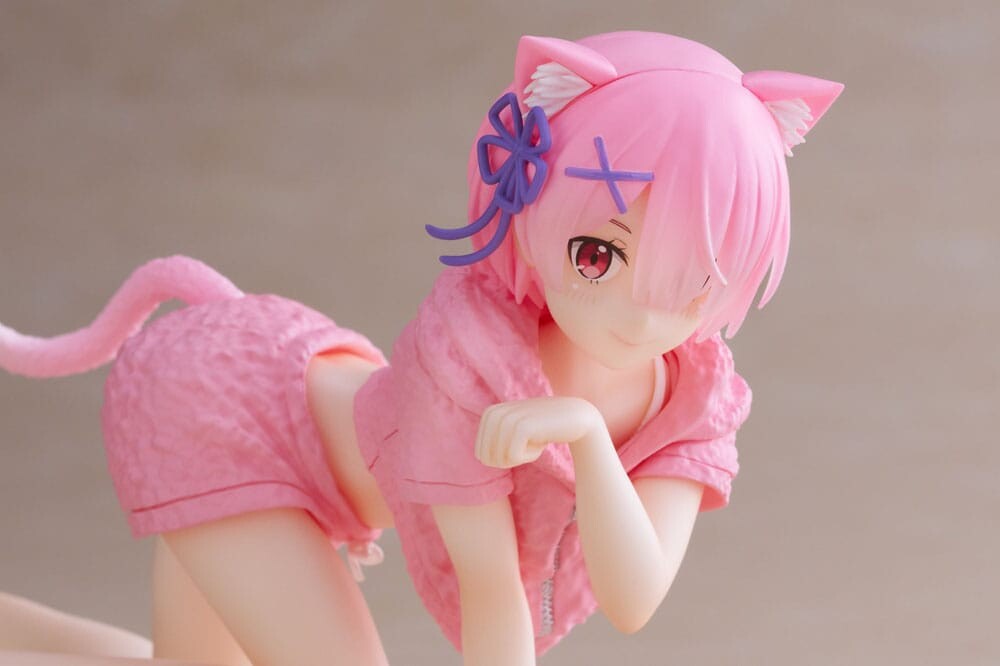 Re:Zero kara Hajimeru Isekai Seikatsu - Ram - Desktop Cute - Cat room wear ver. (Taito), Franchise: Re:Zero kara Hajimeru Isekai Seikatsu, Brand: Taito, Release Date: 16. Dec 2023, Type: Prize, Dimensions: H=130mm (5.07in), Store Name: Nippon Figures