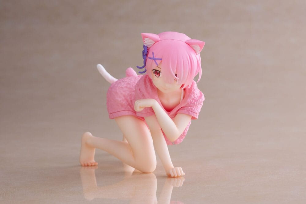 Re:Zero kara Hajimeru Isekai Seikatsu - Ram - Desktop Cute - Cat room wear ver. (Taito), Franchise: Re:Zero kara Hajimeru Isekai Seikatsu, Brand: Taito, Release Date: 16. Dec 2023, Type: Prize, Dimensions: H=130mm (5.07in), Store Name: Nippon Figures
