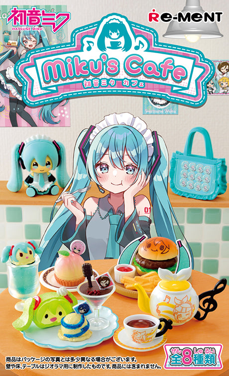 Hatsune Miku - Miku's Cafe - Re-ment - Blind Box, Vocaloid franchise, Re-ment brand, Release Date: 4th March 2024, Blind Boxes type, Box Dimensions: 11.5 cm (Height) x 7 cm (Width) x 6 cm (Depth), Material: PVC, ABS, 8 types available, Nippon Figures