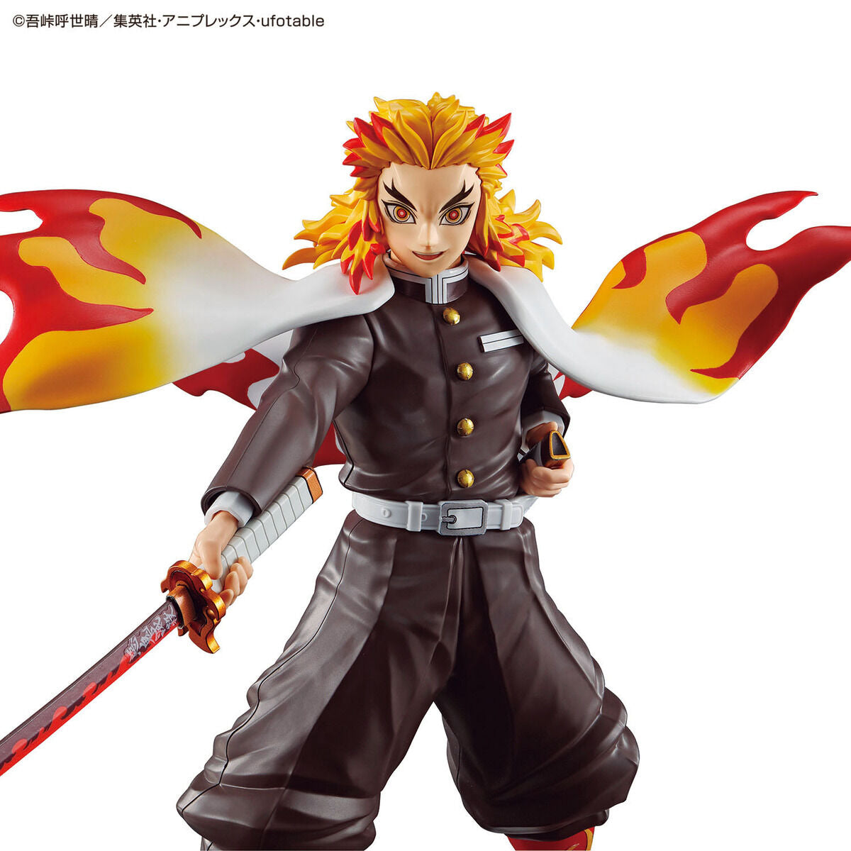 Image alt text: Demon Slayer - Rengoku Kyojuro - Kimetsu no Yaiba Model Kit, Easy-to-assemble model kit featuring Kyojuro Rengoku from the Infinity Train arc, Nippon Figures