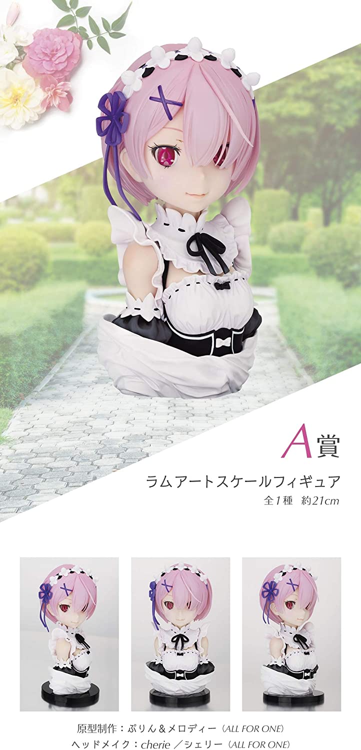 Re:Zero kara Hajimeru Isekai Seikatsu - Ram - 1/3 - ArtScale Bust - Ichiban Kuji Yorokobi nasai, Ryoutenihanatte Yatsu yo - A Prize (Bandai Spirits), Franchise: Re:Zero kara Hajimeru Isekai Seikatsu, Brand: Bandai Spirits, Release Date: 10. Feb 2021, Type: Prize, Store Name: Nippon Figures