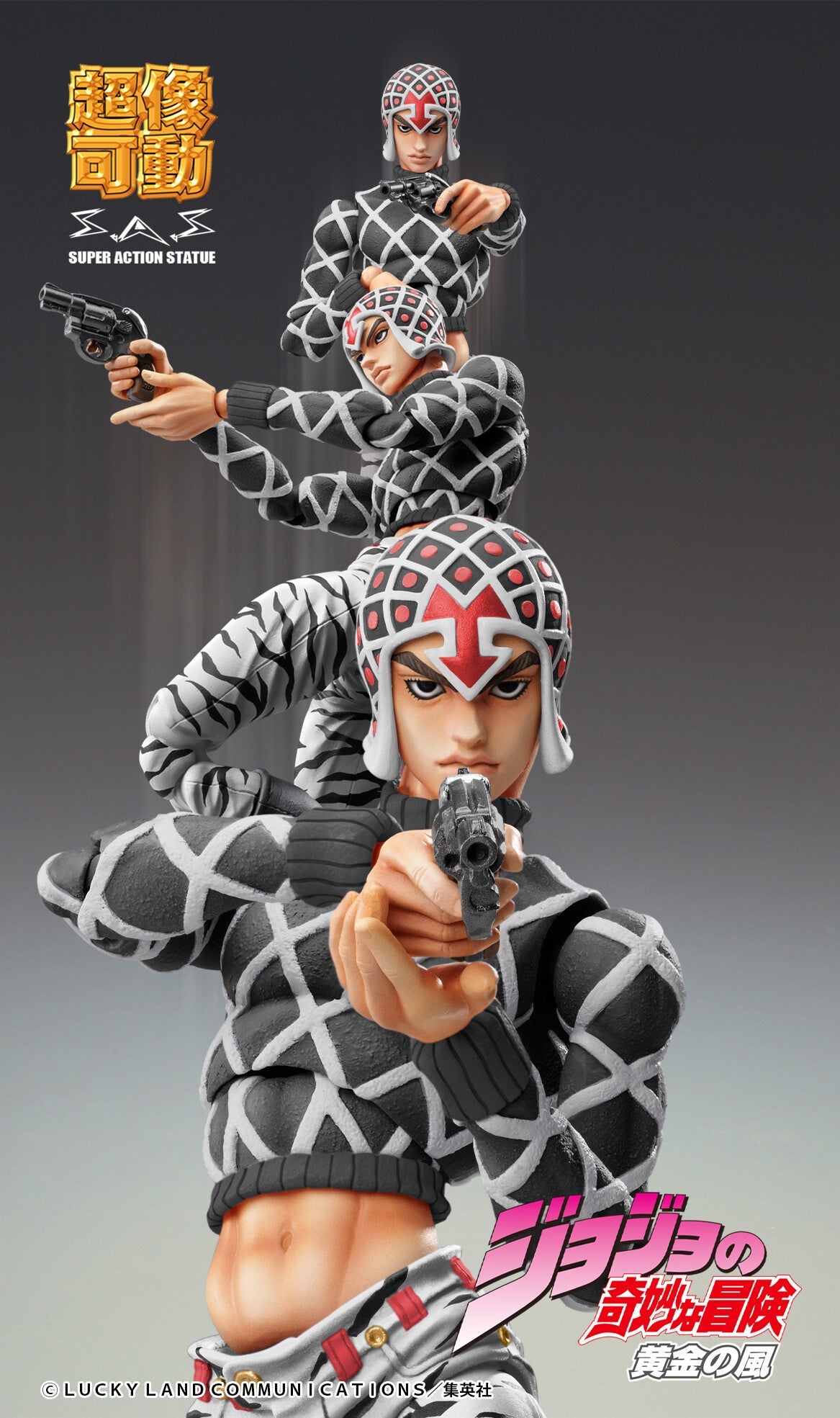 JoJo's Bizarre Adventure - Golden Wind - Guido Mista - Sex Pistols - Super Action Statue - Ver. Black (Medicos Entertainment), Franchise: JoJo's Bizarre Adventure: Golden Wind, Brand: Medicos Entertainment, Release Date: 30. Nov 2023, Type: Action, Dimensions: H=150mm (5.85in), Nippon Figures