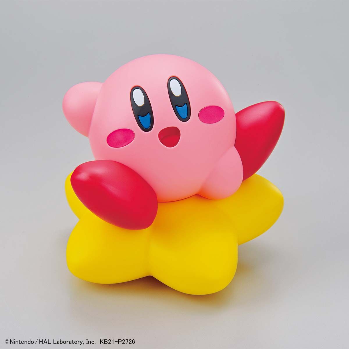 Kirby - ENTRY GRADE Model Kit (Bandai), Beginner-friendly Kirby model kit with face color separation parts like Maxim Tomato and rice balls. Easy assembly with touch gate feature, no adhesive or tools required. Comes with Warp Star-shaped base. Includes 4 runners, instruction manual, and foil seal. Franchise: Kirby, Brand: Bandai, Release Date: 2021-06-19. Sold at Nippon Figures.