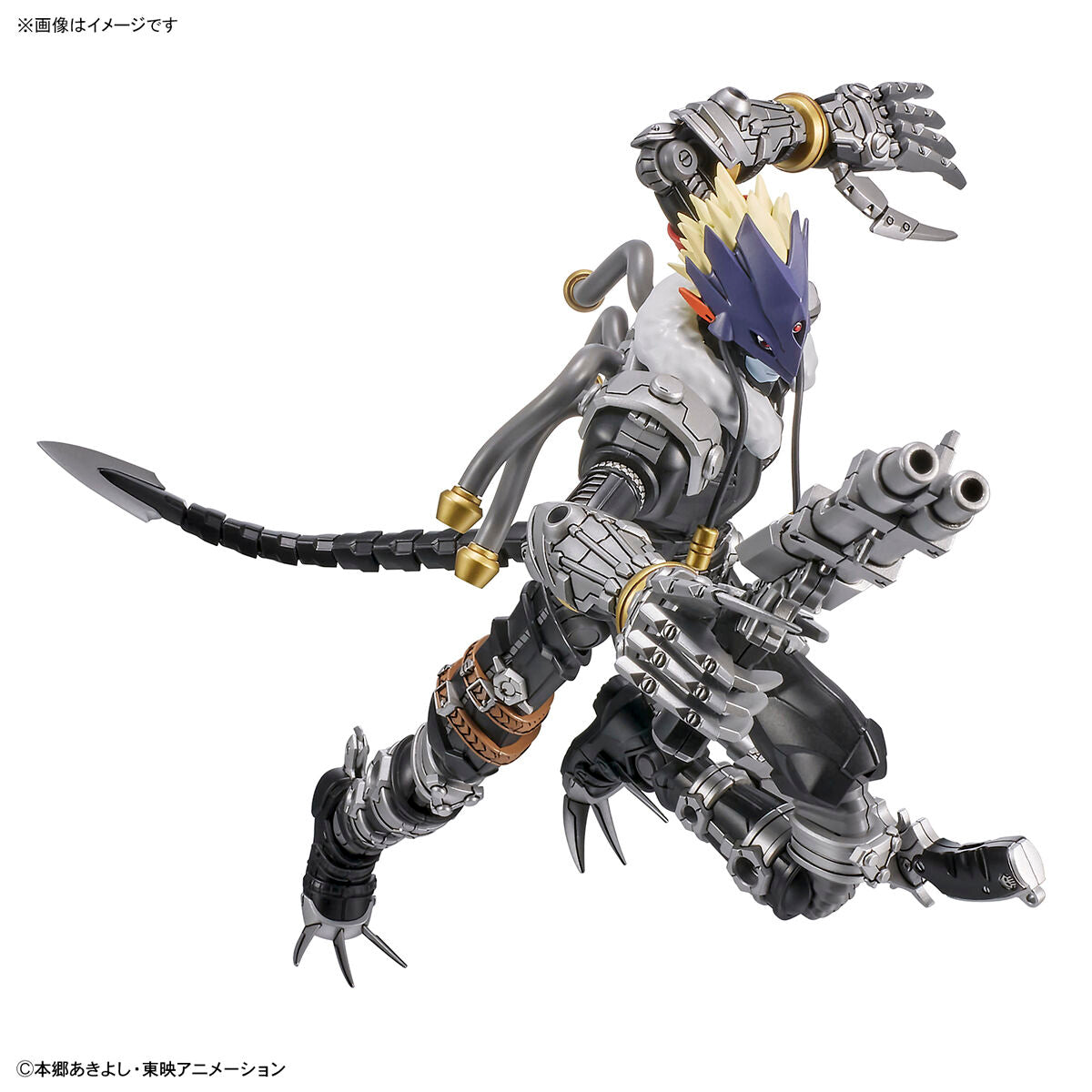 Digimon - Beelzemon - Figure-rise Standard Amplified Model Kit (Bandai), Demon Lord Digimon "Beelzemon" from "Digimon Tamers" with Belenheña back detail, lead wire hair and tail parts, weapon-holding poses, and connection holes for expansion, released on 2022-01-29, sold at Nippon Figures.