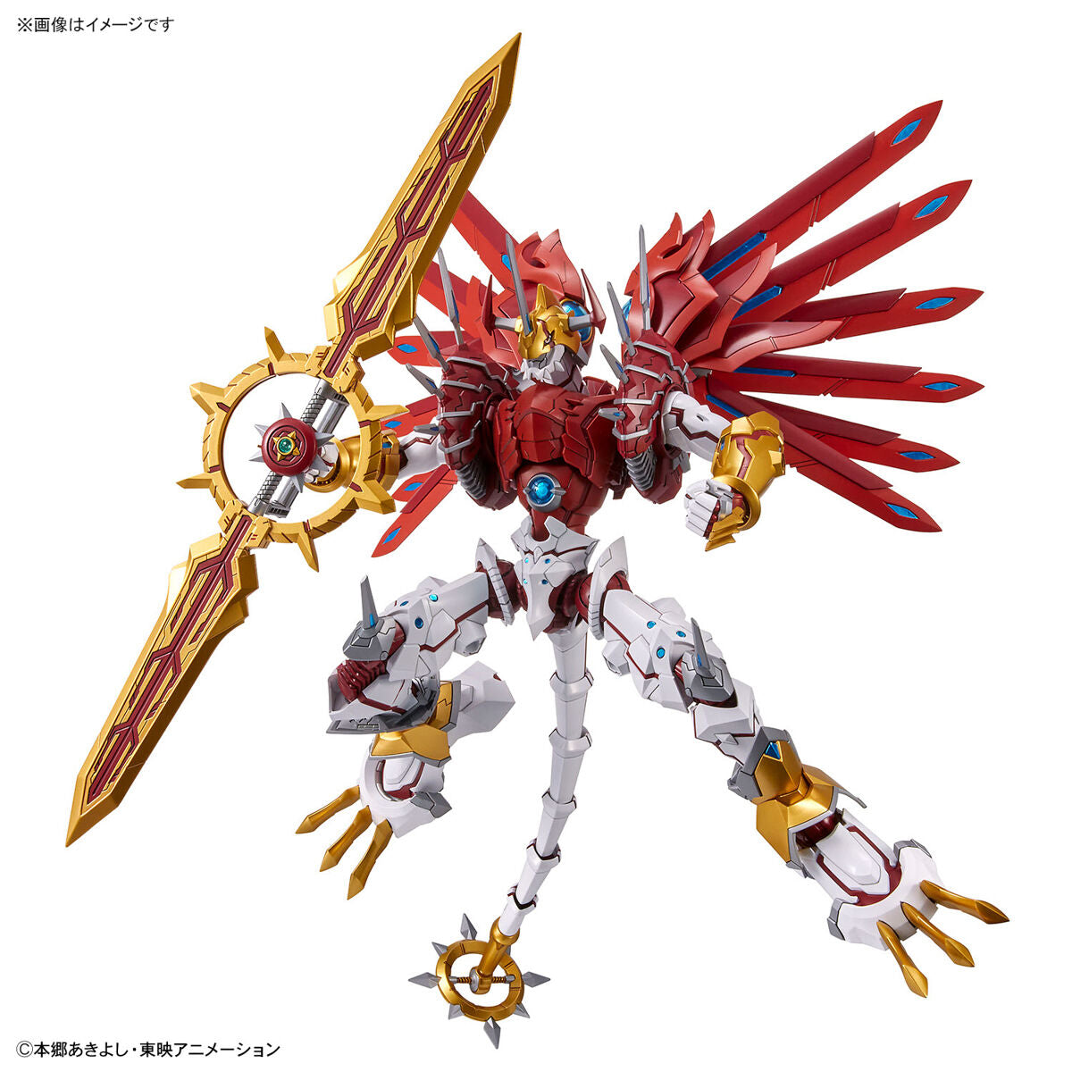 Digimon - Shinegreymon - Figure-rise Standard Amplified Model Kit, Light Dragon-type Digimon "ShineGreymon" with GeoGrey Sword, joint parts, seals, and lead wire accessories, from Bandai - Nippon Figures