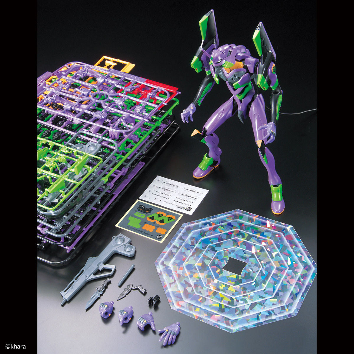 Evangelion - Unit-01 - LMHG New Theatrical Edition Model Kit, includes 2 progressive knives, 1 palette rifle, and 1 umbilical cable, sold by Nippon Figures