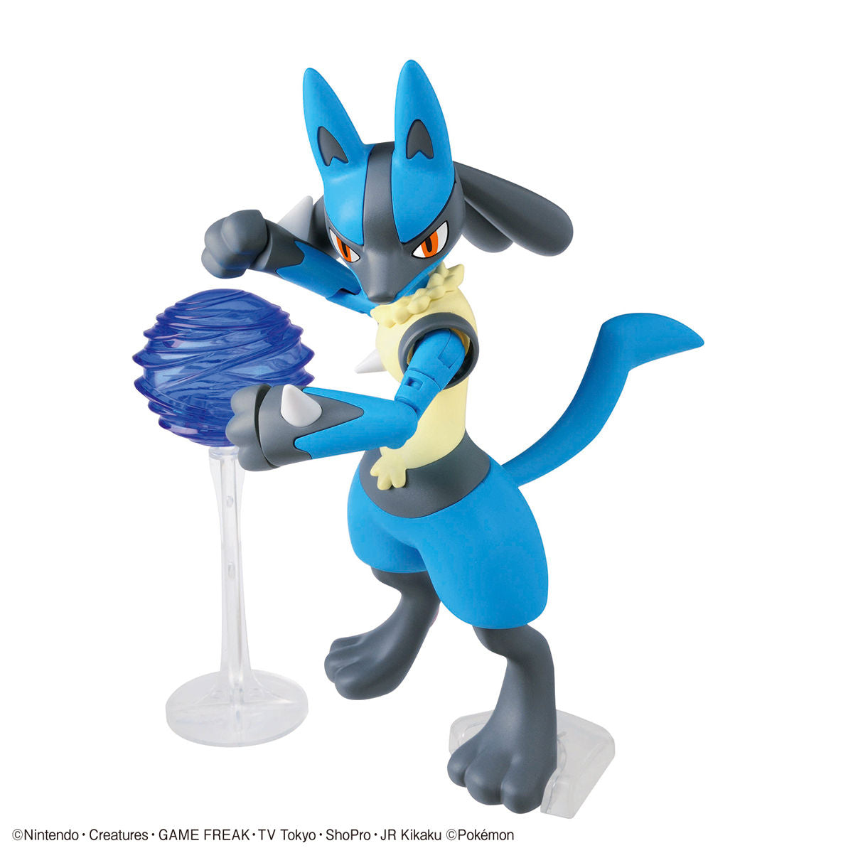 Pokémon - Riolu & Lucario - Pokémon Model Kit Collection No.44, Includes "Aura Sphere" effect and arm articulation for charging pose, Nippon Figures