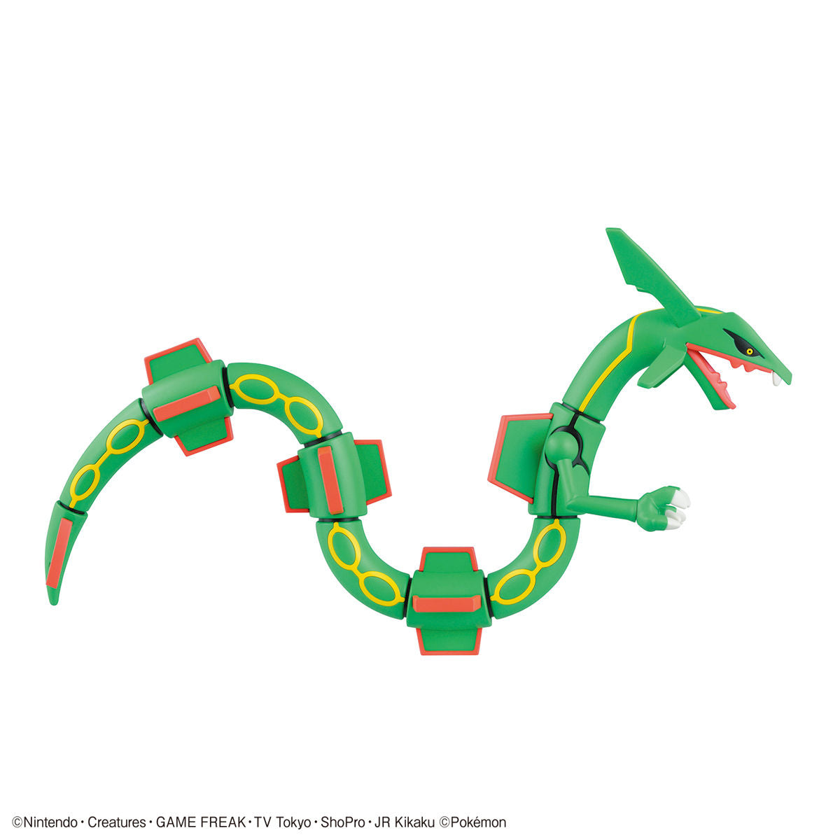 Pokémon - Rayquaza - Pokémon Model Kit Collection No.46 (Bandai), Legendary Pokémon Rayquaza model kit with movable body segments, over 200mm in length, cloud-themed display stand, Nippon Figures
