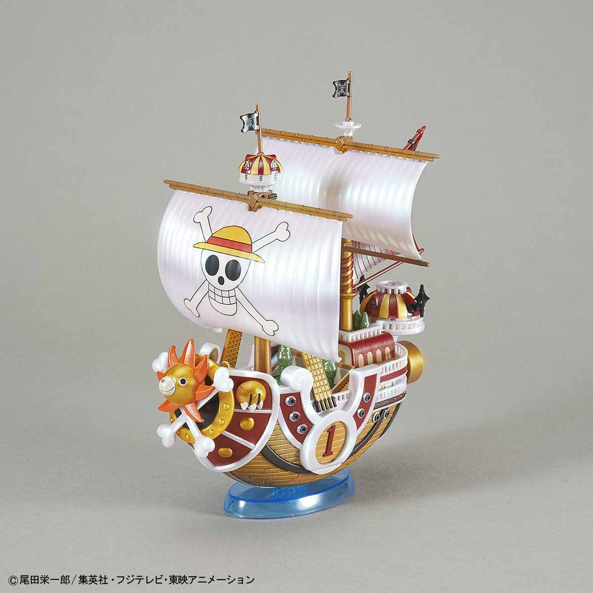 One Piece - Thousand Sunny (Memorial Color Ver.) - Grand Ship Collection Model Kit, Celebrating the 20th anniversary with a special color scheme and redesigned wave parts. Includes wave effect, molded parts, stickers, and more. From Bandai. Available at Nippon Figures.