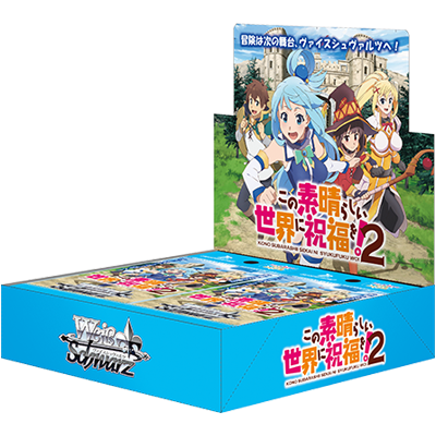 "Blessings on This Wonderful World! 2 - Weiss Schwarz Card Game - Booster Box, Franchise: Blessings on This Wonderful World! 2, Release Date: 2018-01-12, Cards per Pack: 1 pack of 9 cards for 400 yen + tax, Packs per Box: 16 packs in a box for 6,400 yen + tax, Nippon Figures"