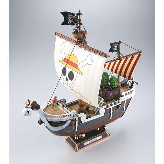 One Piece - The Going Merry - Model Kit (Bandai), Sailboat model kit from the anime "ONE PIECE" with figures of the Straw Hat Pirates, cannons, anchors, and movable parts, by Nippon Figures
