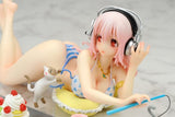 Nitro Super Sonic - Sonico - Sweets & Bikini ver. (Arcadia), Release Date: 10. Jan 2014, Dimensions: L=200 mm (7.8 in) H=70 mm (2.73 in), Nippon Figures