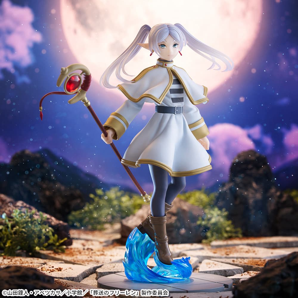 "Frieren: Beyond Journey's End - Frieren - Luminasta (SEGA), dynamic battle pose with staff and magical effects, approx. 8×19cm, release date: 24.May 2024, Nippon Figures"