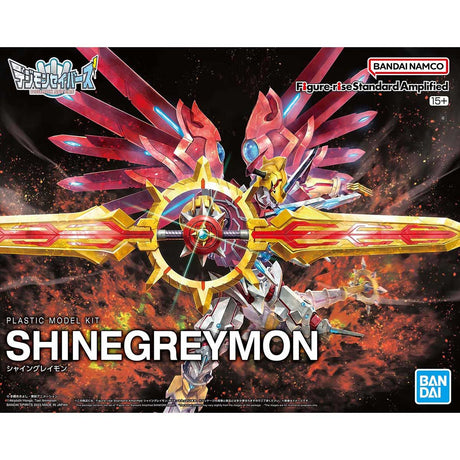 Digimon - Shinegreymon - Figure-rise Standard Amplified Model Kit, Light Dragon-type Digimon "ShineGreymon" with GeoGrey Sword, joint parts, seals, and lead wire accessories, from Bandai - Nippon Figures
