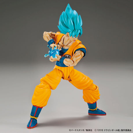 Dragon Ball - Super Saiyan God Son Goku (Special Color) - Figure-rise Standard Model Kit, Includes Special Attack Effects, Facial Expression Parts, Hand Parts, Effect Base, and Original Damage Expression Seal. Franchise: Dragon Ball, Brand: Bandai, Release Date: 2018-11-30. Store Name: Nippon Figures.